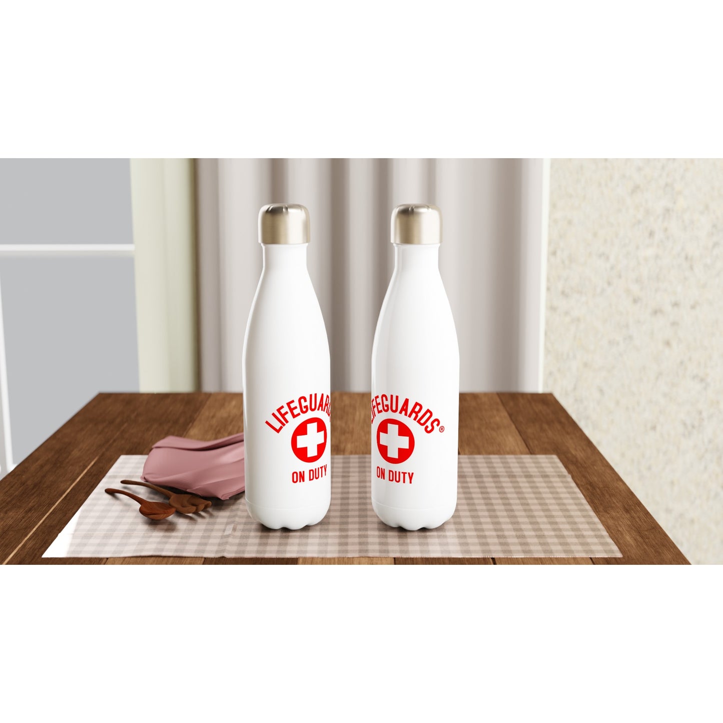 "Lifeguards on Duty Stainless Steel Water Bottle โ Quenching Thirst with Vigilance"
